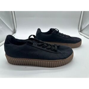 Just‎ Be Black Canvas Platform Creeper Sneakers Gum Sole Womens Size 9 0800735